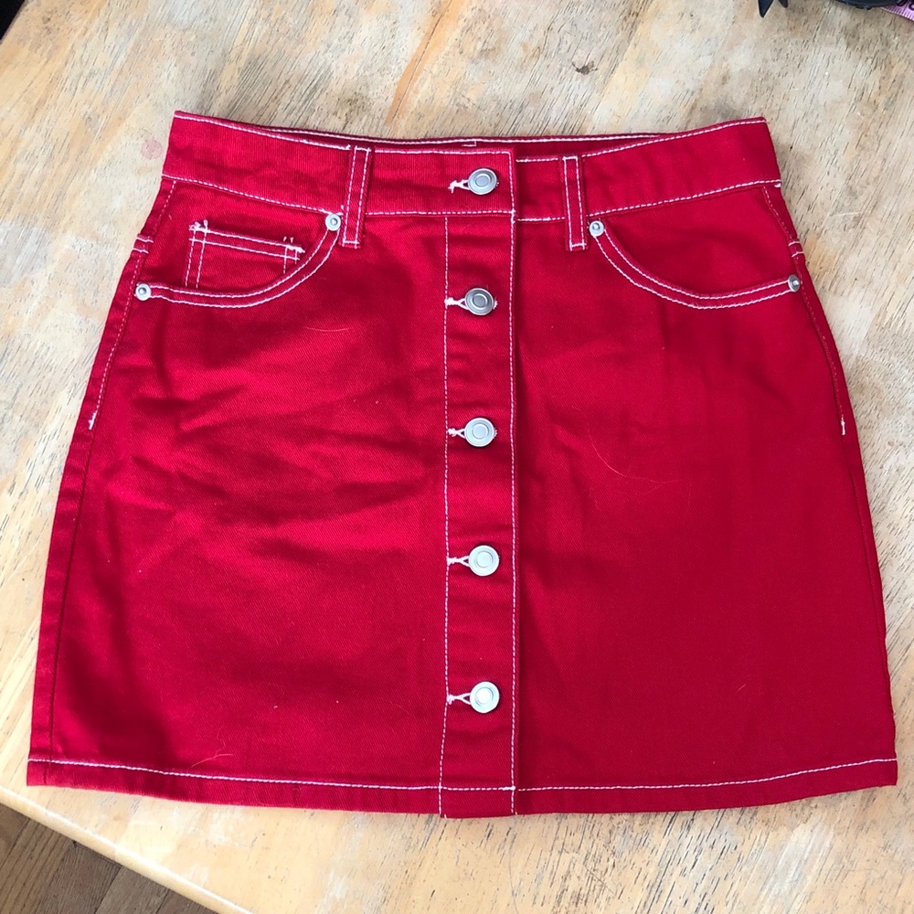 Forever 21 NWOT red denim five pocket mini skirt